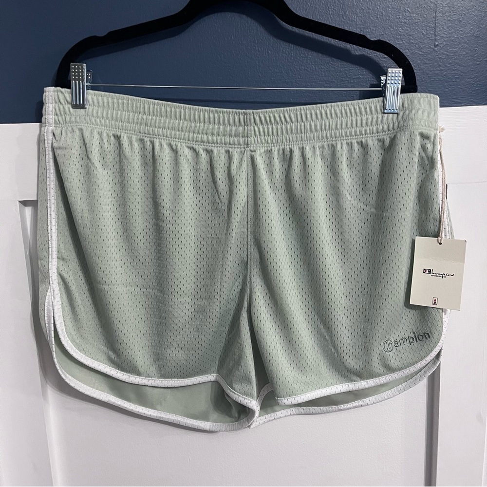 Champion Mint Green Mesh Athletic Shorts with White Trim